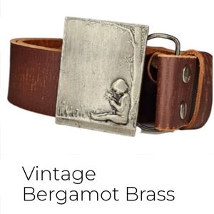 Bergamot Brass Works Vintage 1970's belt buckle with leather strap